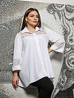 Красивая женская рубашка размер плюс Эйлин белая (54-68)