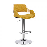 Дизайнерський барний стілець Hardy фанерний блок дуб/тканина жовт