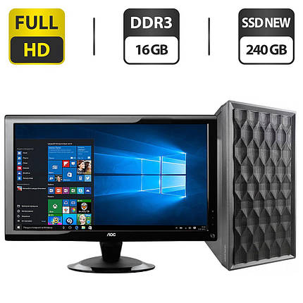 Комп'ютер 1stPlayer D8-M MT NEW/ i5-4570/ 16GB RAM/ 240GB SSD NEW/ HD 4600+Б-клас AOC 2236Vwa 22" 1920x1080 VGA, фото 1