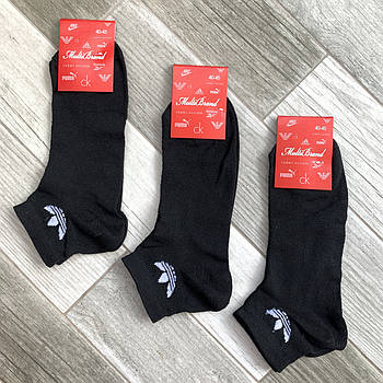 Шкарпетки чоловічі спортивні бавовна з сіткою короткі Adidas Multi Brand, розмір 40-45, чорні, 12612