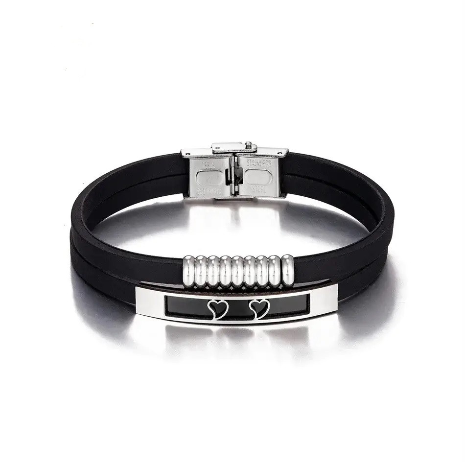 Браслет "Два серця" 21 см. Silver
