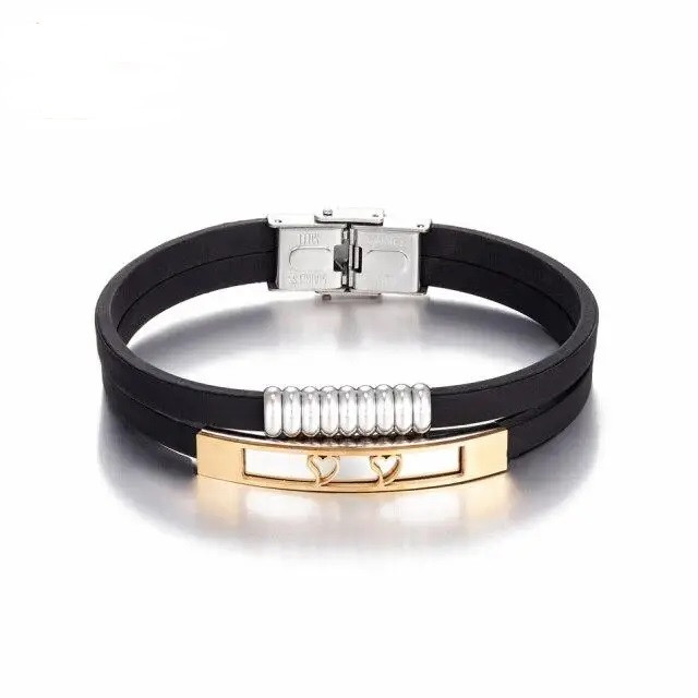 Браслет "Два серця" 17 см. Gold