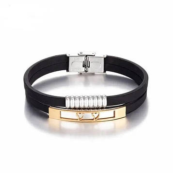 Браслет "Два серця" 17 см. Gold