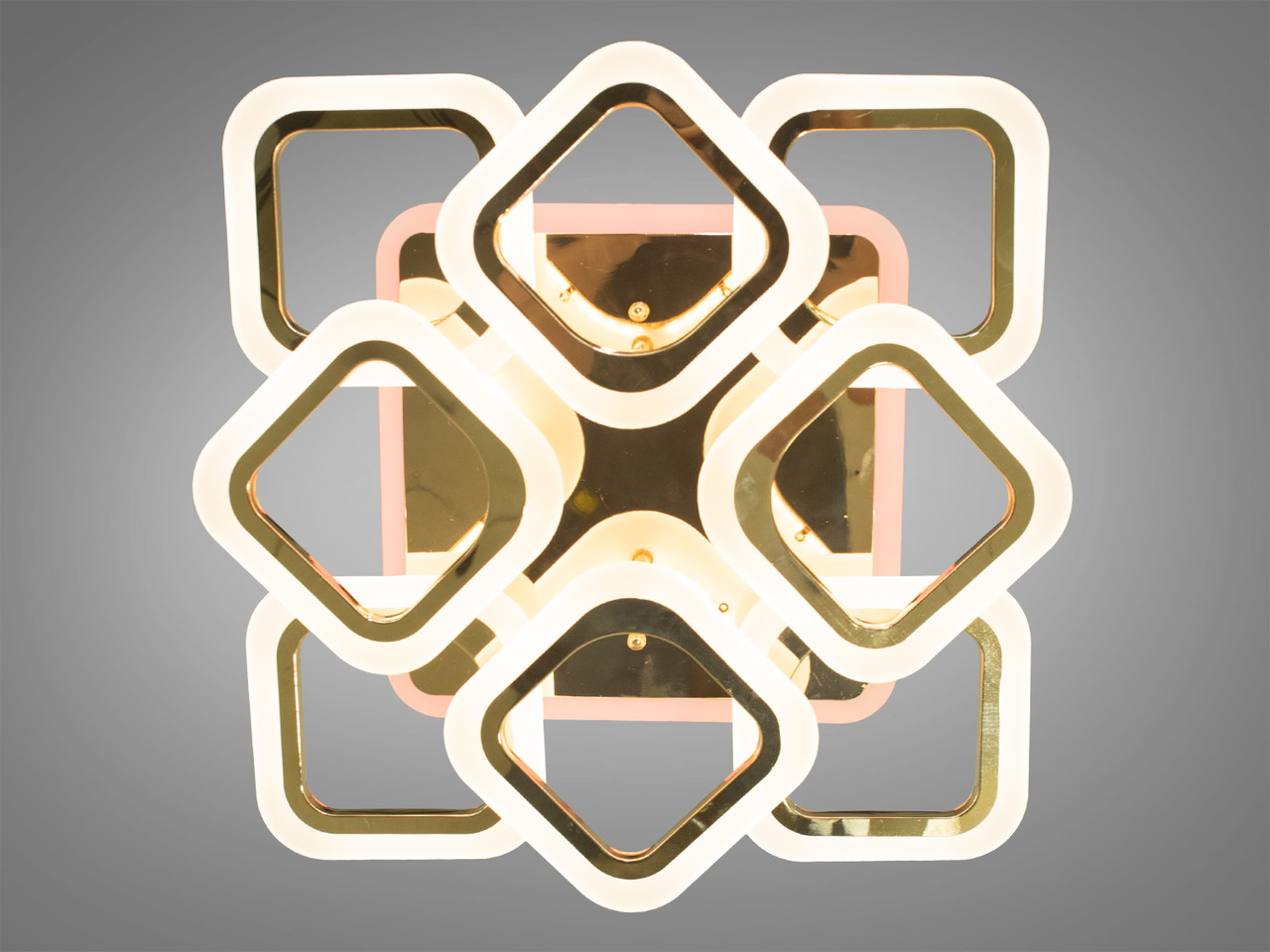 Стельова люстра з пультом і LED-підсвіткою, колір золото, 110 W на 14 м2 AS8060-4+4G-LS