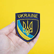 Шеврон на липучці Тризуб UKRAINE 6,5х8 см вишитий патч нашивка, фото 3
