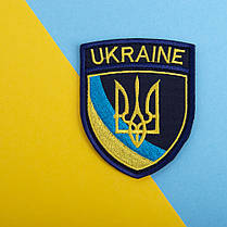 Шеврон на липучці Тризуб UKRAINE 6,5х8 см вишитий патч нашивка, фото 4