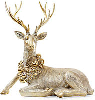 Фігура для новорічного декору "Золотий олень з вінком" 74.8х38.3х71.9см