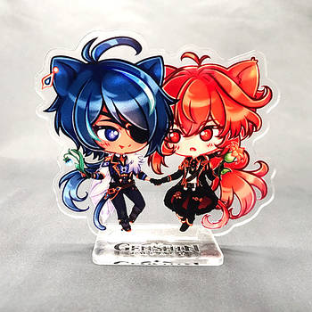 "Ділюк і Кейа (Геншин / Genshin)" фігурка (стенд) чібі акрилова