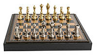 Эксклюзивные шахматы Italfama "Staunton" материал экокожа, размер 35 x 35 см. Цвет черный, золотистый