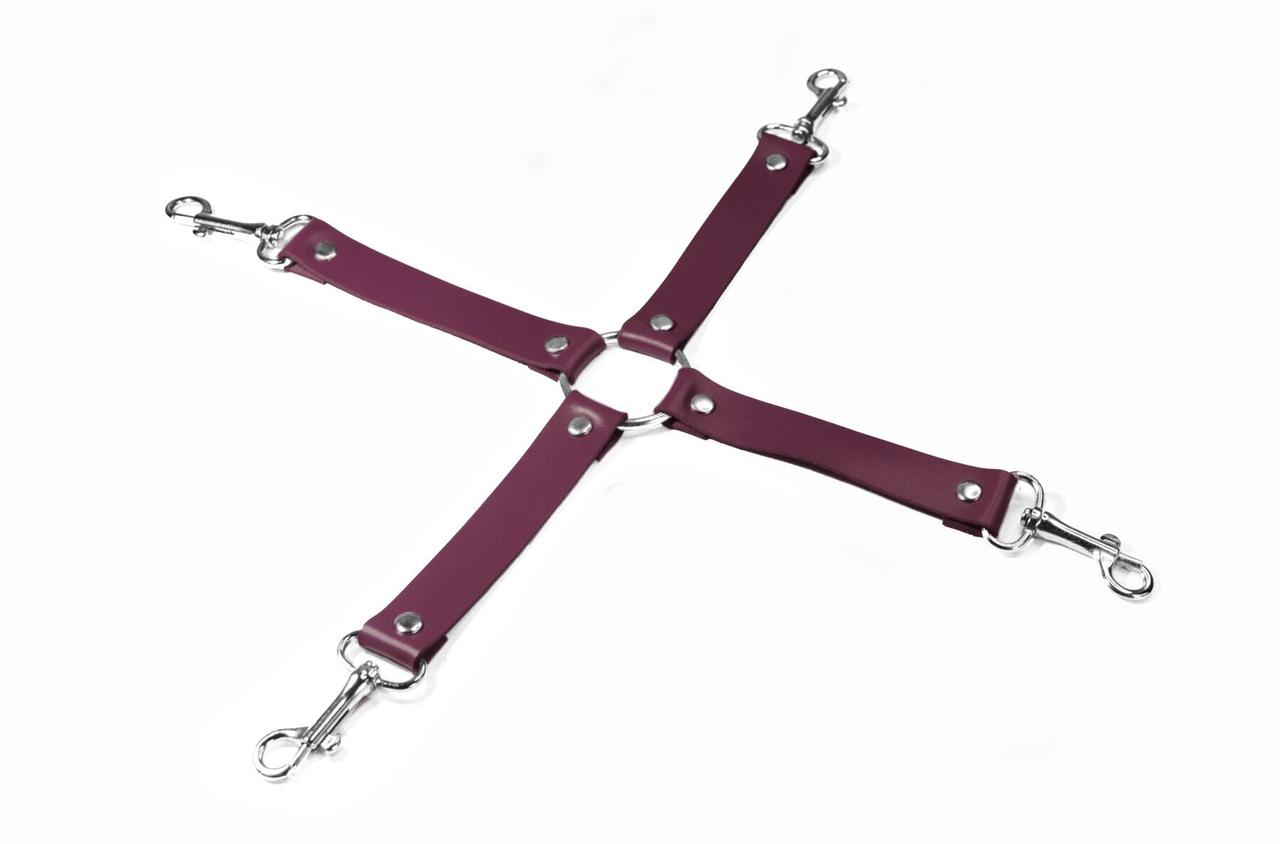 Хрестовина Feral Feelings — 4 Way Connector, натуральна шкіра, бургунді 777Store.com.ua, фото 1
