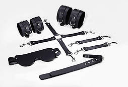 Набір для БДСМ 5 в 1 Feral Feelings BDSM Kit 5 Black, наручники, поножі, хрестовина, маска, падл