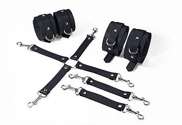 Набір для БДСМ 3 в 1 Feral Feelings BDSM Kit 3 Black, black, наручники, поножі, хрестовина Bomba💣
