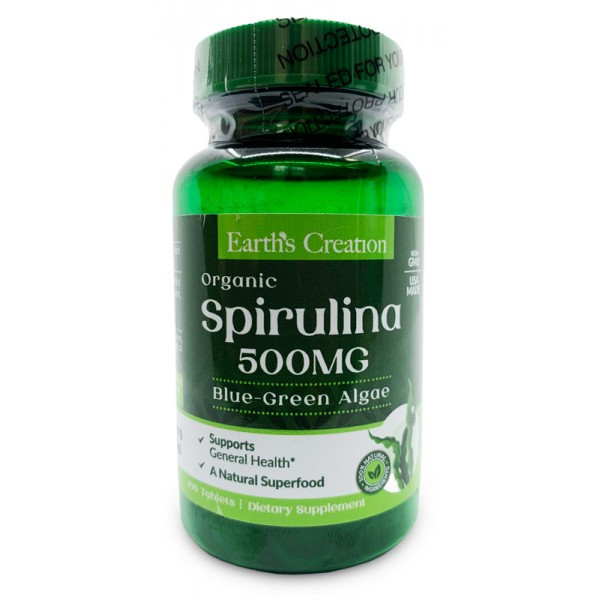 Спіруліна Earths Creation Spirulina 500 mg 100 tabs
