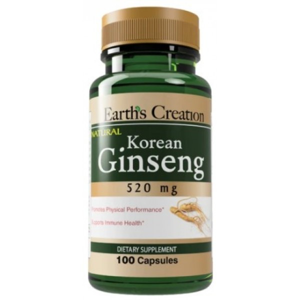 Корейский женьшень Earth's Creation Korean Ginseng 520 mg 100 caps