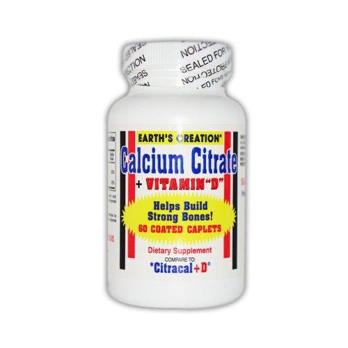 Кальцій та вітамін D Earth's Creation Calcium Citrate + Vitamin D 60 caps
