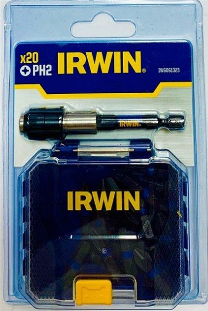 Бита IMPACT PRO 1/4"/25 мм PH2 20 шт + тримач, IRWIN IW6061323