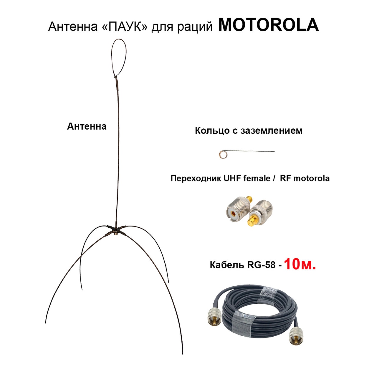 Виносна антена «ПАУК» дводіапазонна VHF/UHF антена для рацій Motorola (кабель 10 м)