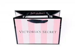 Подарочный пакет VS М( розовый в полоску )