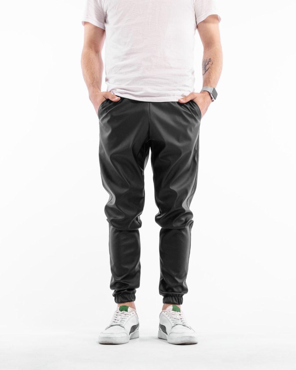 Штани шкіряні чорні чоловічі Leather base, фото 1