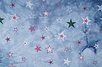 Ткань штапель варенка голубой с принтом звезды