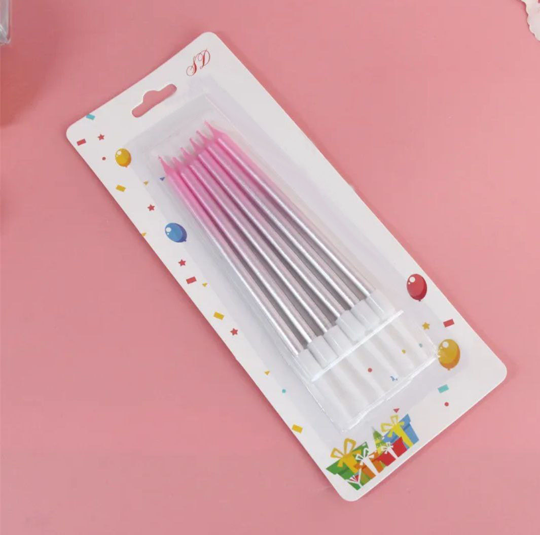 Свічки для торта Перламутр | Срібло рожевий