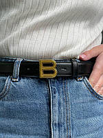 Женский ремень Баленсиага черный пояс Balenciaga Leather Belt Black/Gold