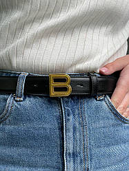 Жіночий ремінь Баленсіага чорний пояс Balenciaga Leather Belt Black/Gold