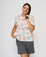 Піжама жіноча з шортами та футболкою розмір 2XL, 3XL, 4XL, 5XL