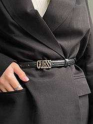 Жіночий ремінь Гесс чорний пояс Guess Leather Belt Белый / Silver Text