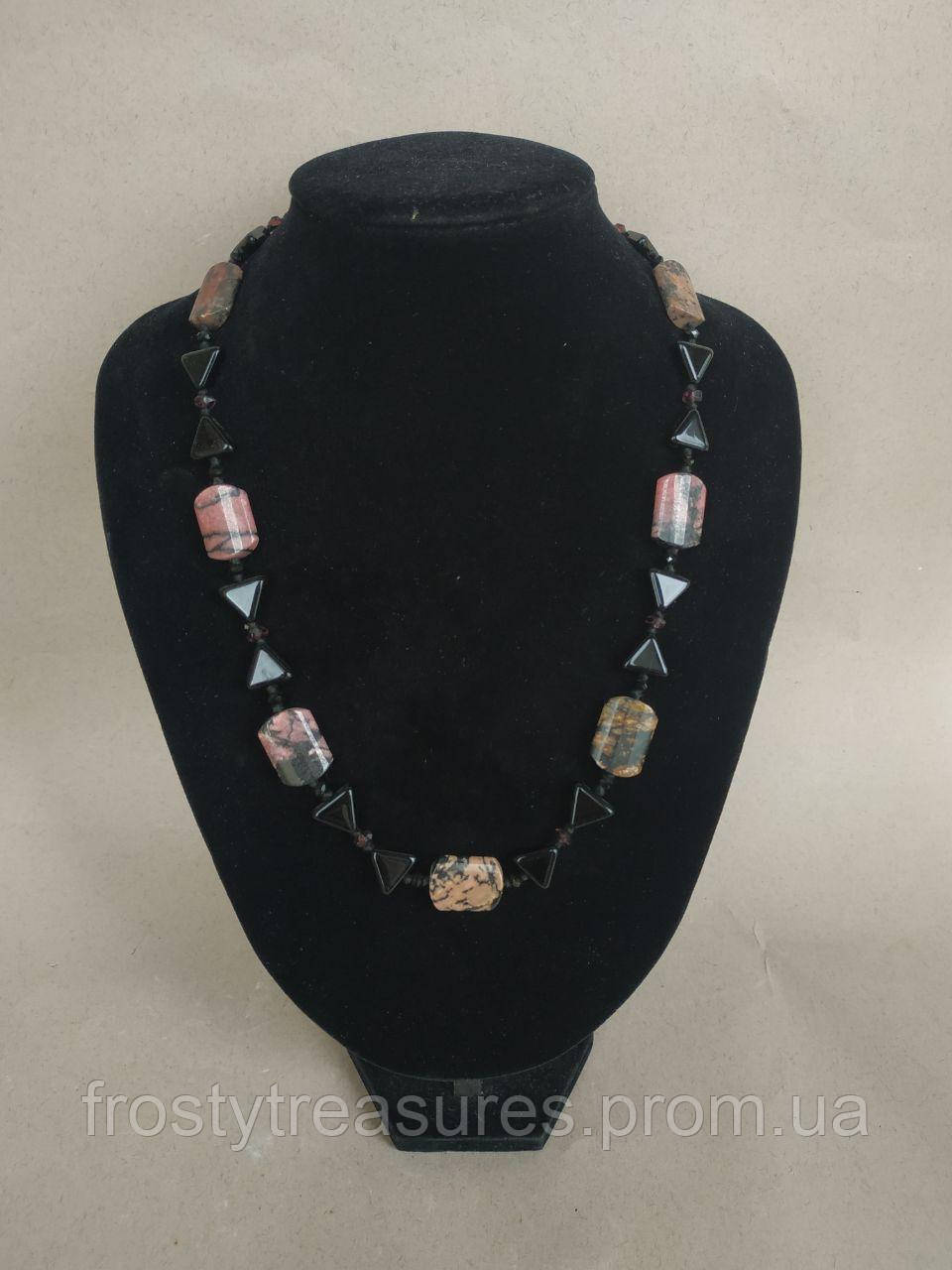 Купить Бусы из черного агата и родонита, цена 870 ₴ — Prom.ua (ID ...