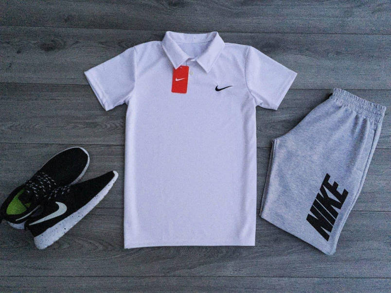 Спортивний костюм чоловічий на літо Nike поло та шорти комплекти 2в1 для чоловіків хлопців модні стильні зручні, фото 3