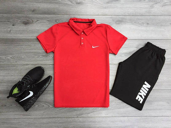 Спортивний костюм чоловічий на літо Nike поло та шорти комплекти 2в1 для чоловіків хлопців модні стильні зручні, фото 5