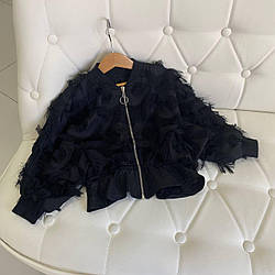 Куртка бомбер на дівчинку Чорна 83555, Marharpar, Чорний, Для дівчаток, Весна Літо, 98