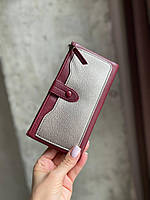 Кошелек классический складной бордовый женский плоский портмоне купюрник