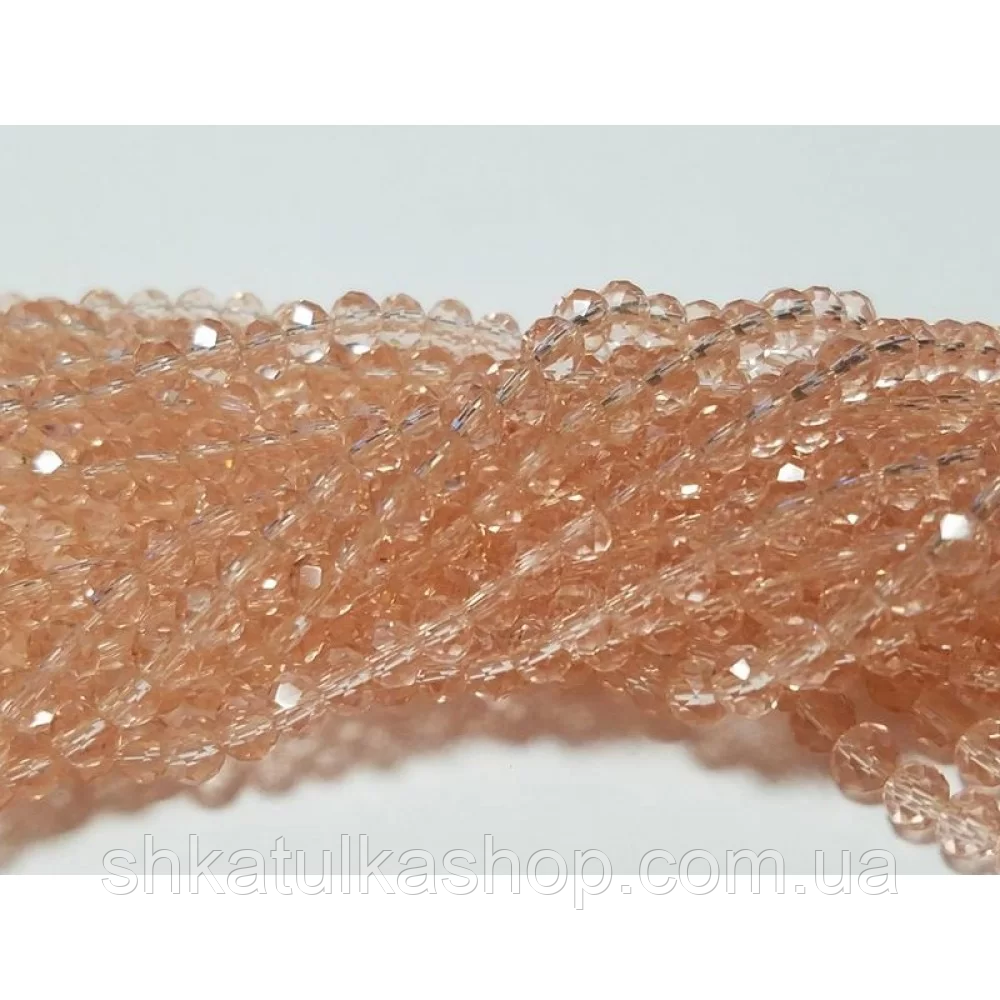 Намистини кришталеві рондель 4х3мм, персиковий, фото 1