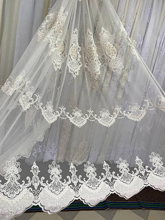 Тюль грек сітка заввишки 2,9 м. кремова, фото 1