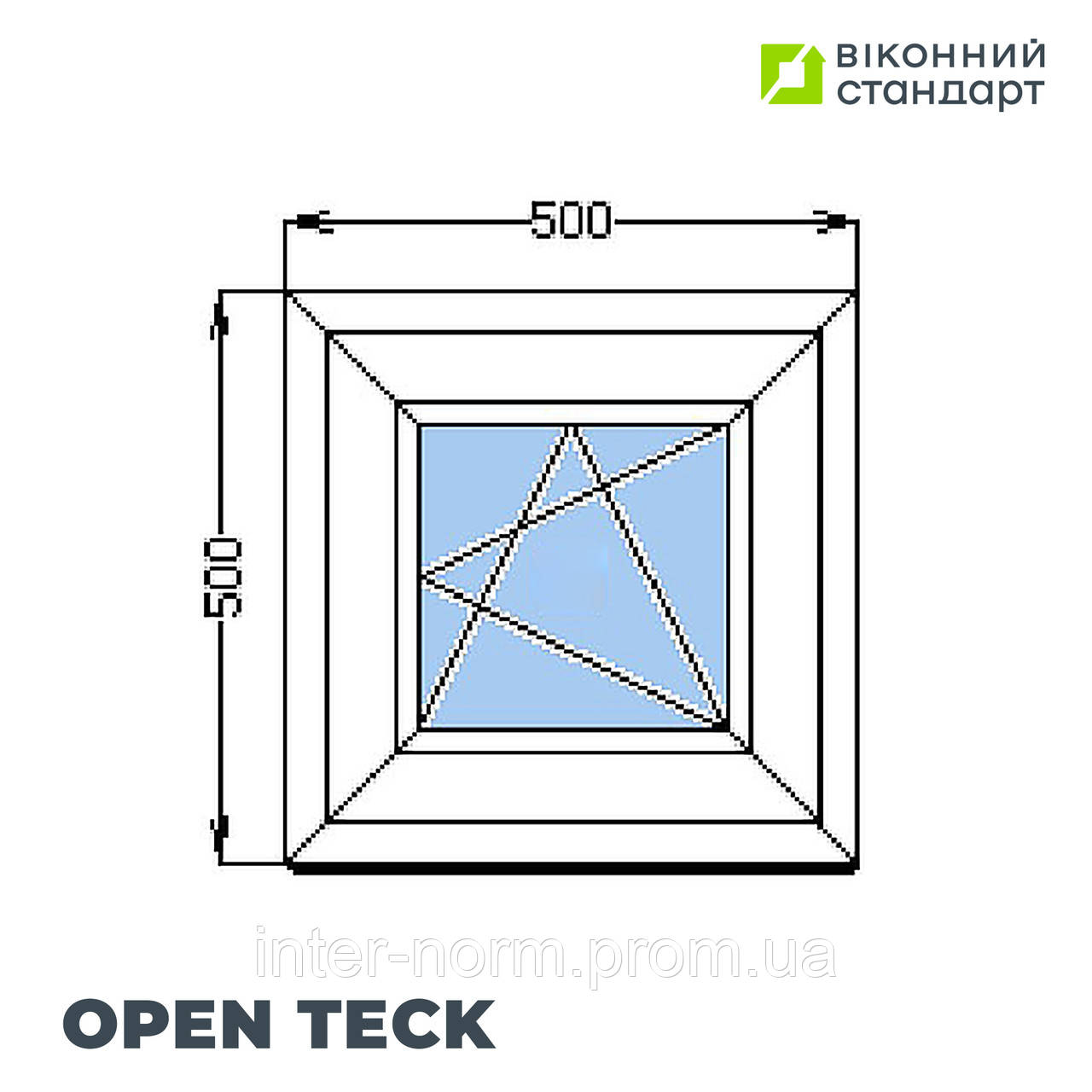 Окно поворотно-откидное OpenTeck De-Lux 60, белое, 500x500 мм от производителя Оконный Стандарт - фото 1 - id-p1901378557