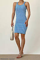Стильное, удобное и лаконичное платье в бело-голубую клеточку