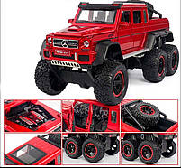 Машинка металева дитяча Mercedes-Benz G63 AMG 6x6, позашляховик, червоний, Автоексперт, 1:24, світло, інерція, відкриваються, фото 4