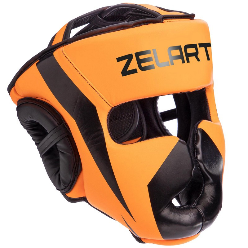 Шолом боксерський із повним захистом Zelart Fight Gear 7041 розмір S Orange-Black, фото 1