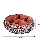 Лежак для котів собак круглий Lesko SY-2022-1208-97 Leopard M 8 шт., фото 5