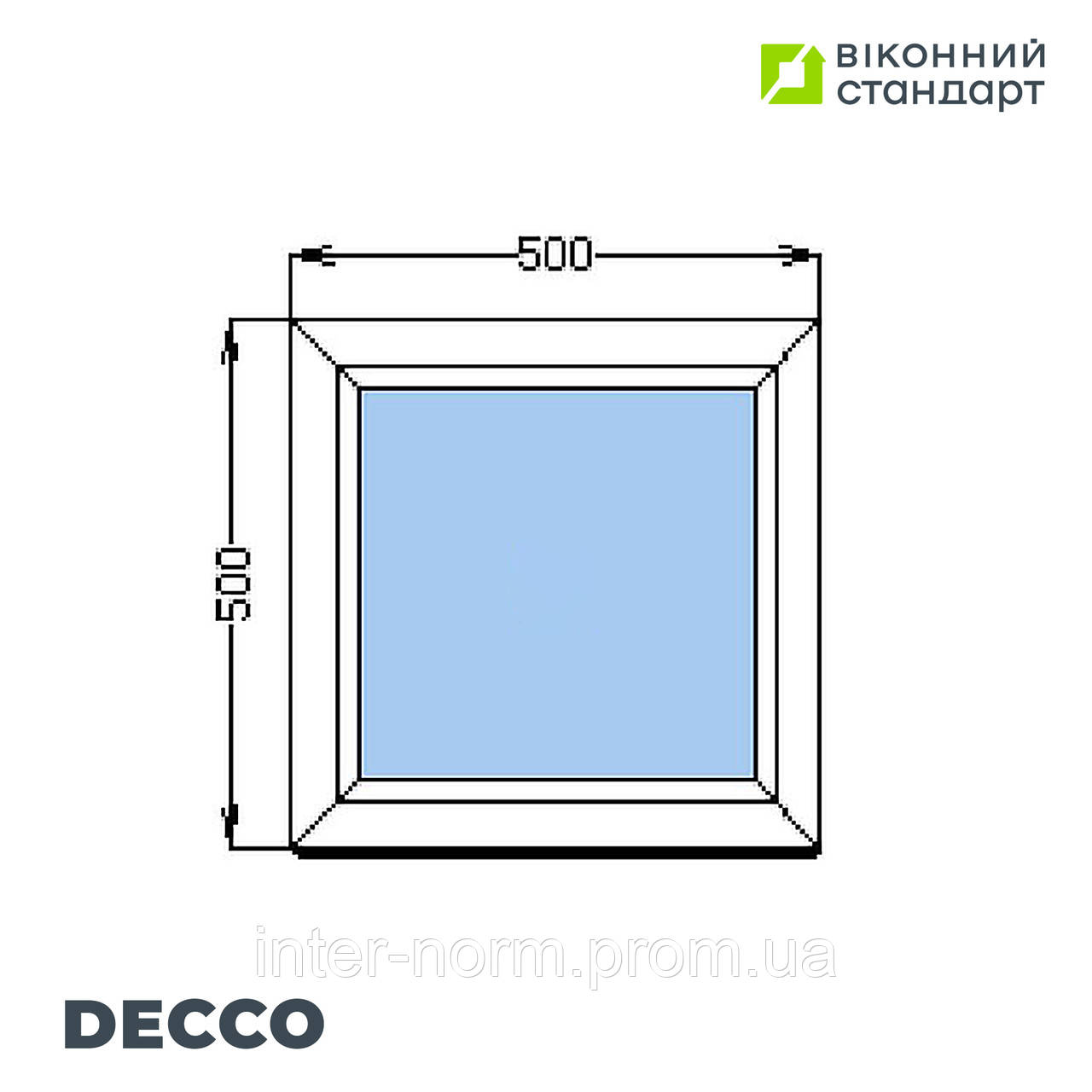 Окно глухое Decco 62, белое, 500х500 мм от производителя Оконный Стандарт - фото 1 - id-p1901452665