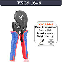 Кримпер VXC9 16-6 / 16-6N, 28-5AWG, клещи для обжима трубчатых наконечников 0.08 - 16 мм²