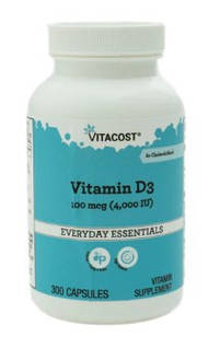 Vitacost Vitamin D3  (холекальциферол) 100 mcg (4000 IU), 300 капсул