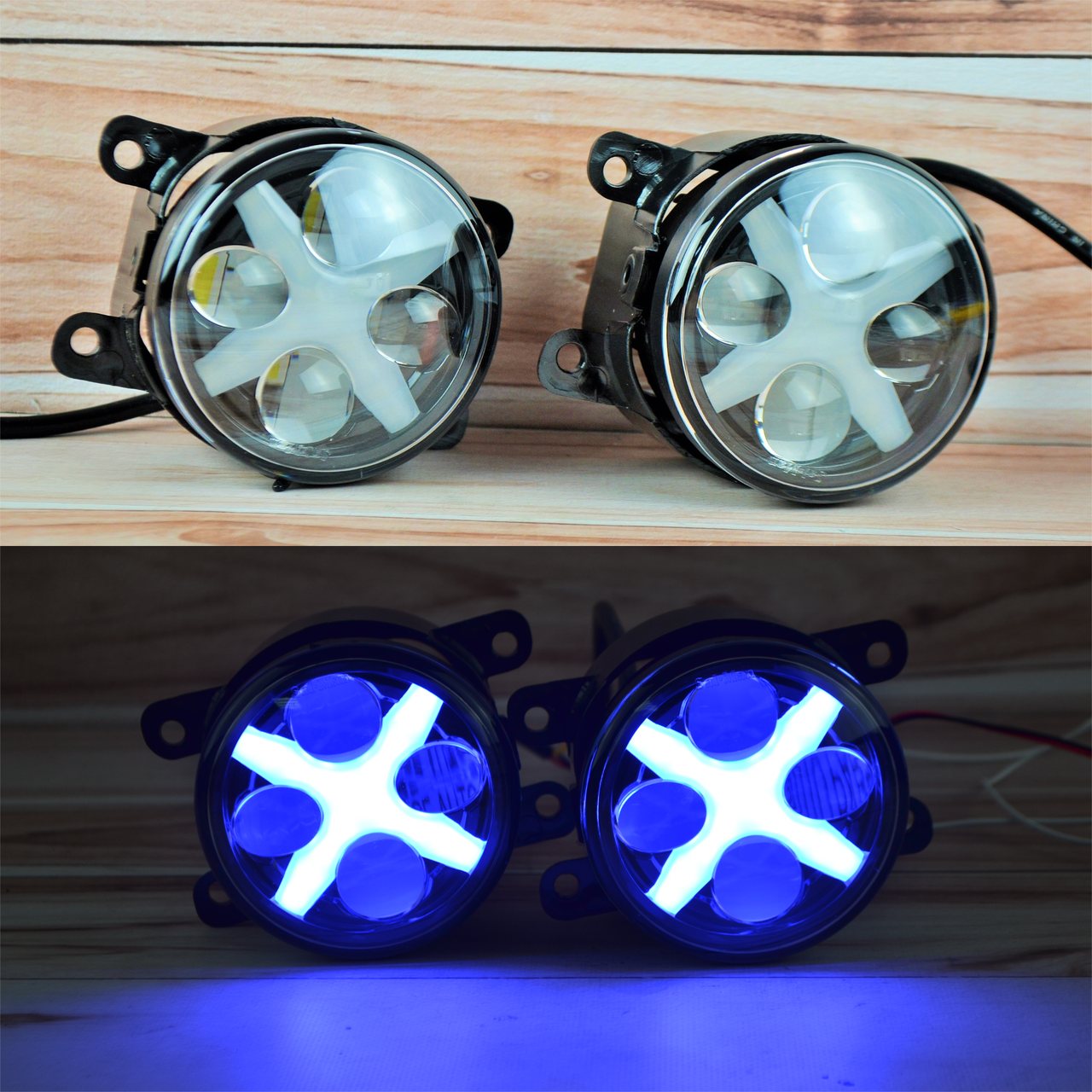 Світлодіодна протитуманна фара універсальна (45 Вт) 3.5 дюйма + ДХО-Синього кольору, фото 1