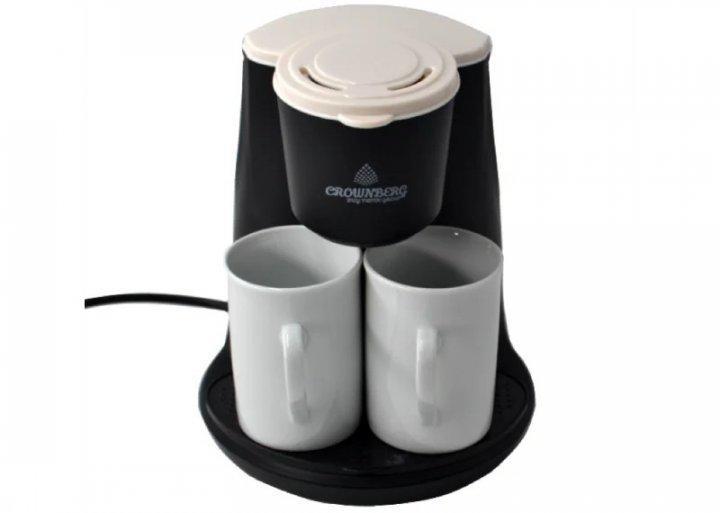 Побутова електрична кавоварка для дому на 2 чашки Crownberg СВ-1568 500 Вт, фото 1