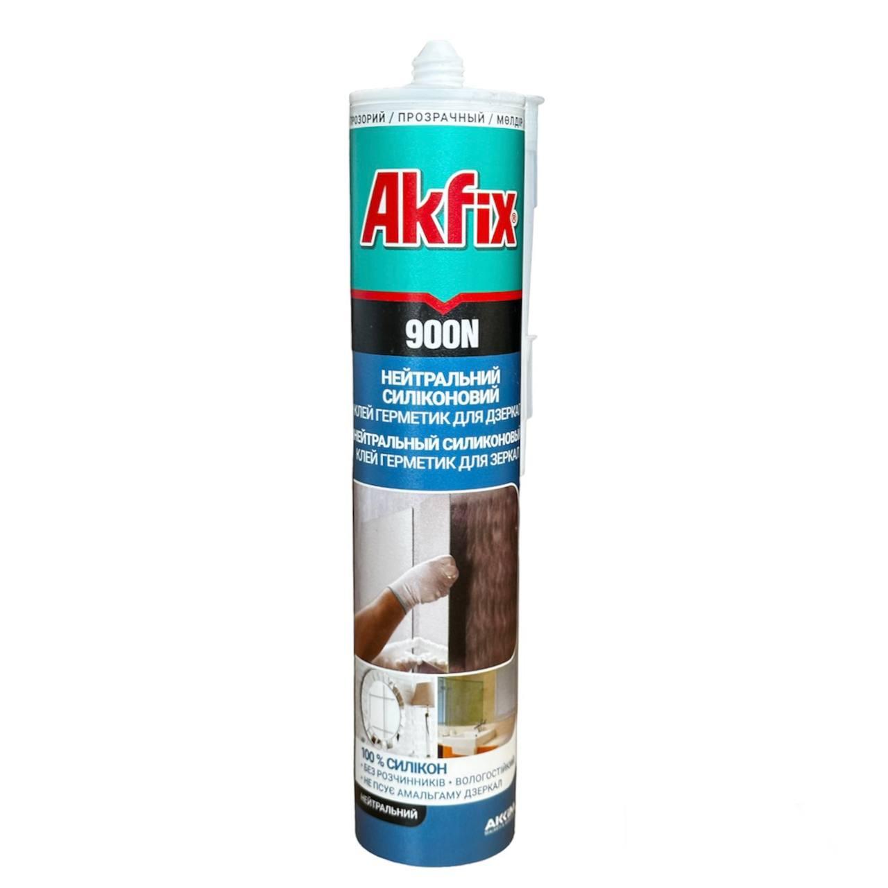 Силіконовий ,нейтральний клей-герметик для дзеркал, Akfix 900N прозорий 280мл, фото 1