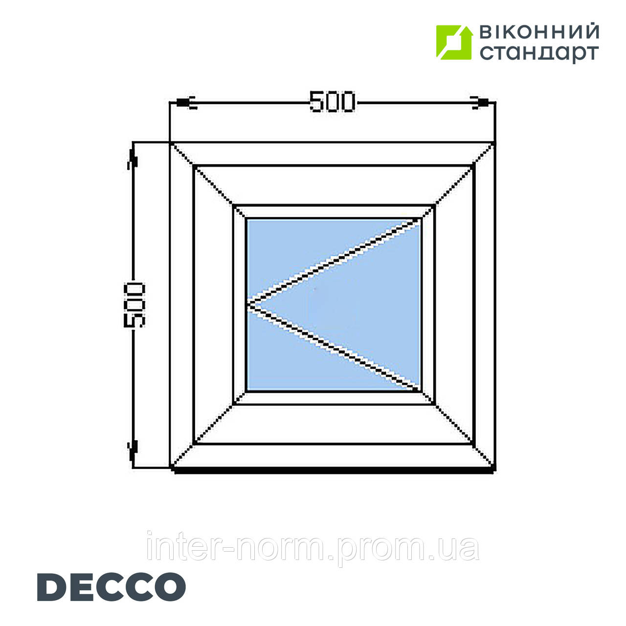 Окно поворотное Decco 71, белое, 500х500 мм от производителя Оконный Стандарт - фото 1 - id-p1901715231