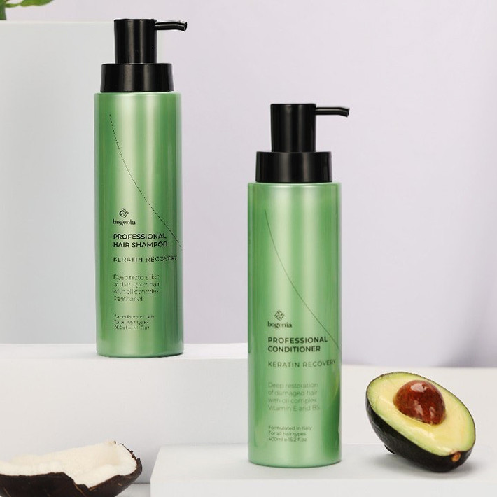 Професійний безсульфатний шампунь Bogenia Кератинове відновлення BG404 400 мл, фото 1