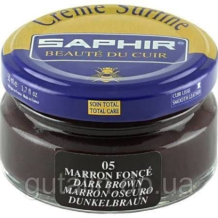 Зволожуючий крем для взуття Saphir Creme Surfine колір темно-коричневий (05) 50 мл